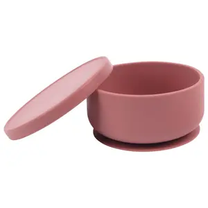 Tiny Dining - Baby Silicone Suction Bowl with Lid - Dusty Rose