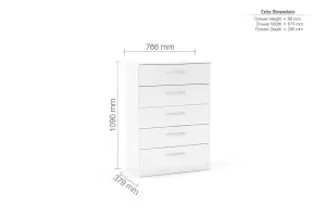 Birlea Lynx 5 Drawer Chest White