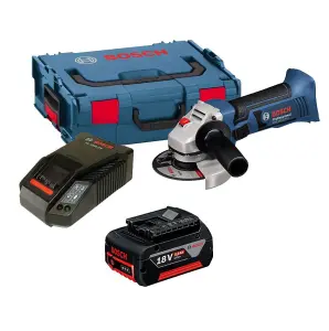 Bosch GWS18-125V-LI Pro 18v Cordless Angle Grinder + 1 x 5.0ah, Charger + L-BOXX