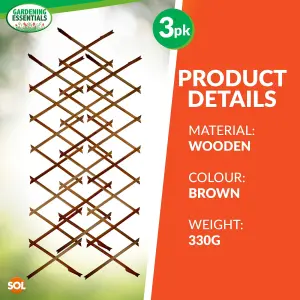 3pk Garden Trellis for Climbing Plants 150cm x 30cm Expanding Garden Trellises, Trellis for Fences, Wall Trellis Fence Panels