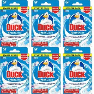 Duck Toilet Cleaner Fresh Discs Holder Marine, 36ml (Pack of 6)