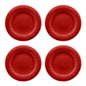 Purely Home Crackle Red Melamine Dinner Plates - Set of 4