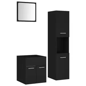 Berkfield Bathroom Furniture Set Black Engineered Wood