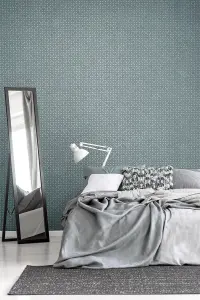 Galerie Urban Classics Steel Blue Soho Metallic Industrial Grid Wallpaper Roll