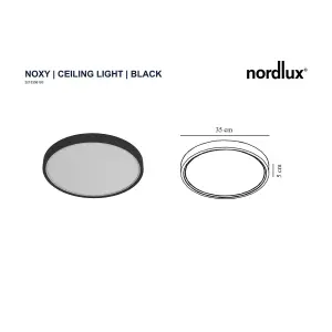 Nordlux Noxy 3-Step Moodmaker Bathroom Shower Room Ceiling Light in Black 35cm Diameter