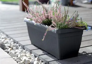 Balcony box Trough Plant Pot Plastic Bel Garden Patio Planter Anthracite 60cm