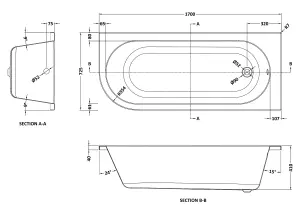 Kingsley Right Hand Back to Wall J Corner Bath with Leg Set (Taps, Waste and Panel Not Included) - 1700mm - Balterley