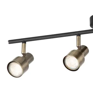 Noah 4 Bar Black and Antique Brass Spotlight