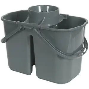 15 Litre Mop Bucket with Dual Compartments and Removable Wringer for Efficient Cleaning