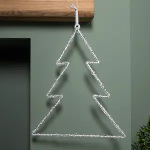 40cm Battery Powered Light up Ice Christmas Tree Hanging Decoration with Warm White LEDs