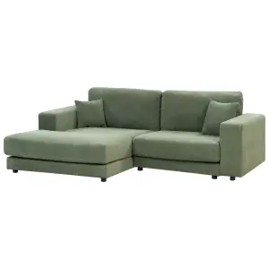 Corner Sofa LOFOTEN Green Fabric 3 Seater Right Hand