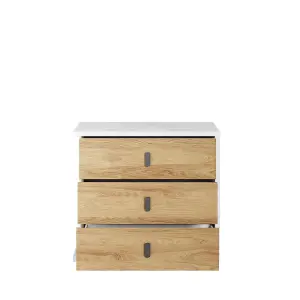 Sleek Massi Chest of Drawers in Natural Hickory & Alpine White - 1000mm x 900mm x 410mm, Stylish Bedroom Storage