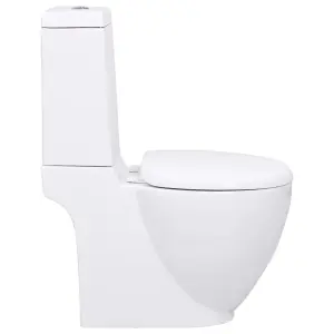 Berkfield WC Ceramic Toilet Bathroom Round Toilet Bottom Water Flow White