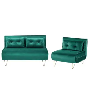 Velvet Sofa Set Dark Green VESTFOLD