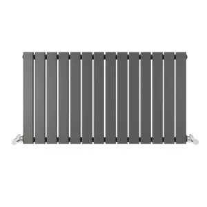 Anthracite Flat Tube 600x1064mm Horizontal Single Panel Heated Towel Radiator