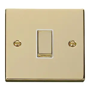 Polished Brass 10A 1 Gang 2 Way Ingot Light Switch - White Trim - SE Home