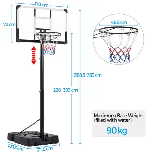 Yaheetech Black Portable Basketball Hoop with Wheels