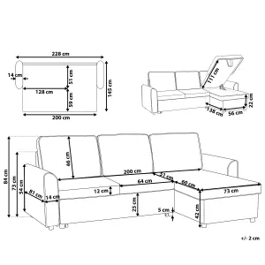 Left-Hand Corner Sofa NESNA Light Grey Fabric Left Hand