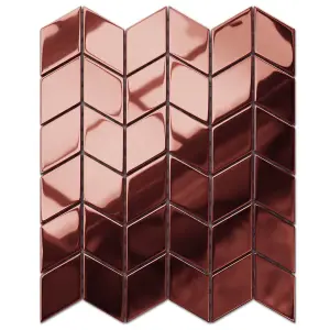 Glass mosaic on mesh for bathroom or kitchen 26.5cm x 30.5cm - Magic Copper Chevron