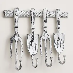 Melody Maison Antique White Fork & Spade Wall Mounted Hooks