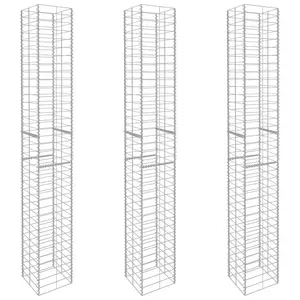 Abhaki 500.38cm H x 31.75cm W Silver Metal Gabion Fence (Set of 3)