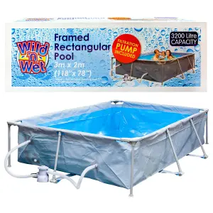 Large Rectangular Pool & Pump 3m x 2m - Wild 'n Wet