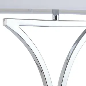 Modern Table Lamp Light Chrome Metal & White Fabric Shade Square Desk Sideboard