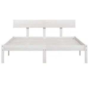 Berkfield Bed Frame White Solid Wood 120x190 cm Small Double