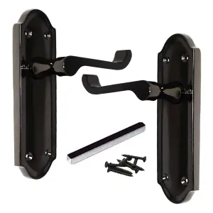 Ashford Door Handle Latch Scroll Lever - Black Nickel