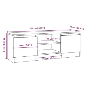 Berkfield TV Cabinet with Door Brown Oak 102x30x36 cm