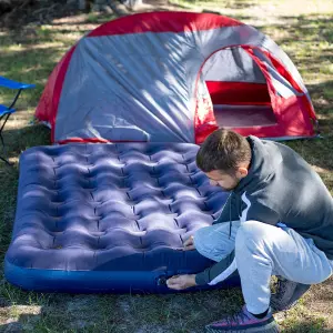 Double Inflatable Flocked Air Bed Camping & Indoor Mattress for Comfortable Use