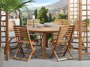 Set of 6 Garden Chairs TOLVE Acacia Wood Light Wood