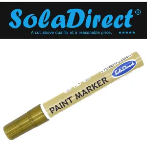 Oil-based Paint Marker Pen Permanent for Tyres Rubber Stone Leather Fabric Plastic Glass (Gold)