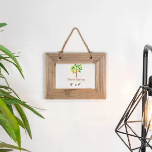 Nicola Spring - Rustic Wooden Hanging Photo Frame - 6 x 4" - Natural