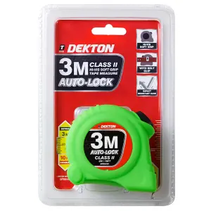 Dekton Hi Vis Green Soft Grip Autolock Tape Measure