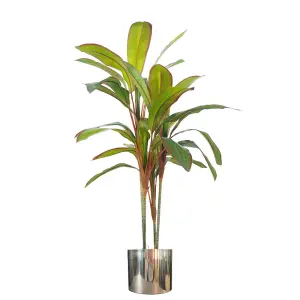 100cm Artificial Potted Dracaena Tropical Plant with Silver Metal Plater