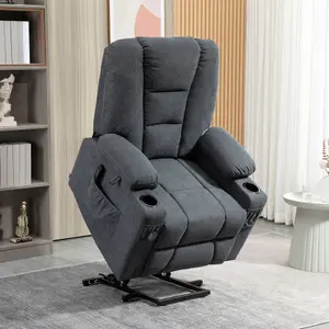 HOMCOM Riser and Recliner Chair w/ Remote, Lift Chair for Elderly, Charcoal Grey