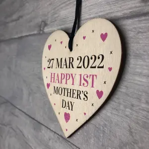 Happy 1st Mothers Day Gift Wooden Heart Gift For New Mum Mummy From Daughter Son Keepsake