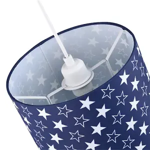 White Stars Children's/Kids Blue Cotton Fabric Bedroom Lamp or Pendant Shade