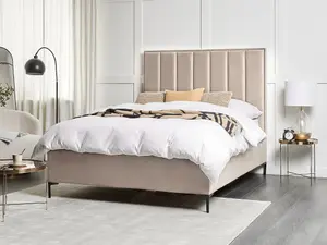 Velvet EU Double Size Ottoman Bed Taupe SEZANNE