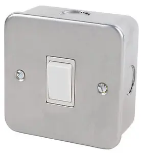 10A Grey Single 2 way Metal-clad switch with White inserts