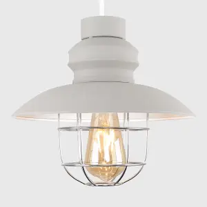 ValueLights Penglai Cement Ceiling Pendant Shade and B22 Pear LED 4W Warm White 2700K Bulb