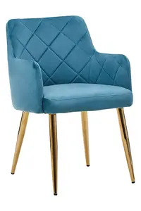 Light Blue Velvet Angular Dining Chair, Gold Finish Accent Chair,Decorative Chair,Kitchen Chair,Patio Chair