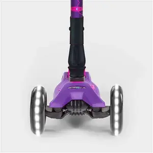 Maxi Micro Deluxe Scooter | Foldable With Light Up Wheels | 3 Wheel Scooter For 5-12 Year Olds | Purple Micro Scooters