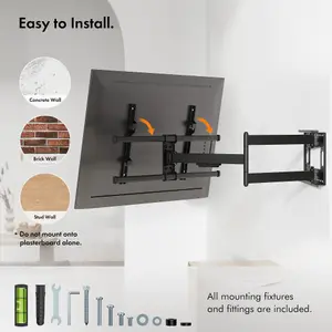 VonHaus Long Reach TV Wall Bracket for 40-80" Screens, Articualting TV Bracket with Spirit Level, 50kg Capacity