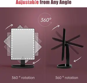 Fascinate Black Rechargeable Rotating LED Vanity Mirror with 10X Magnification