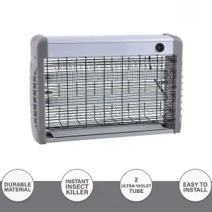 2 X 10W Electrical Insect Killer White Bug Fly Mosquito Zapper Commercial Industrial Home Kitchen