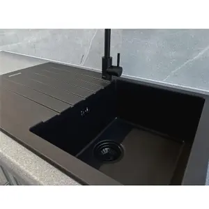 Liquida LG860BL 1.0 Bowl Granite Reversible Inset Compact Black Kitchen Sink