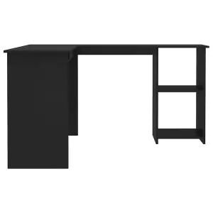 Berkfield L-Shaped Corner Desk Black 120x140x75 cm Engineered Wood