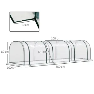 Outsunny Tunnel Greenhouse Steel Frame for Garden Backyard w/ Zipper Doors